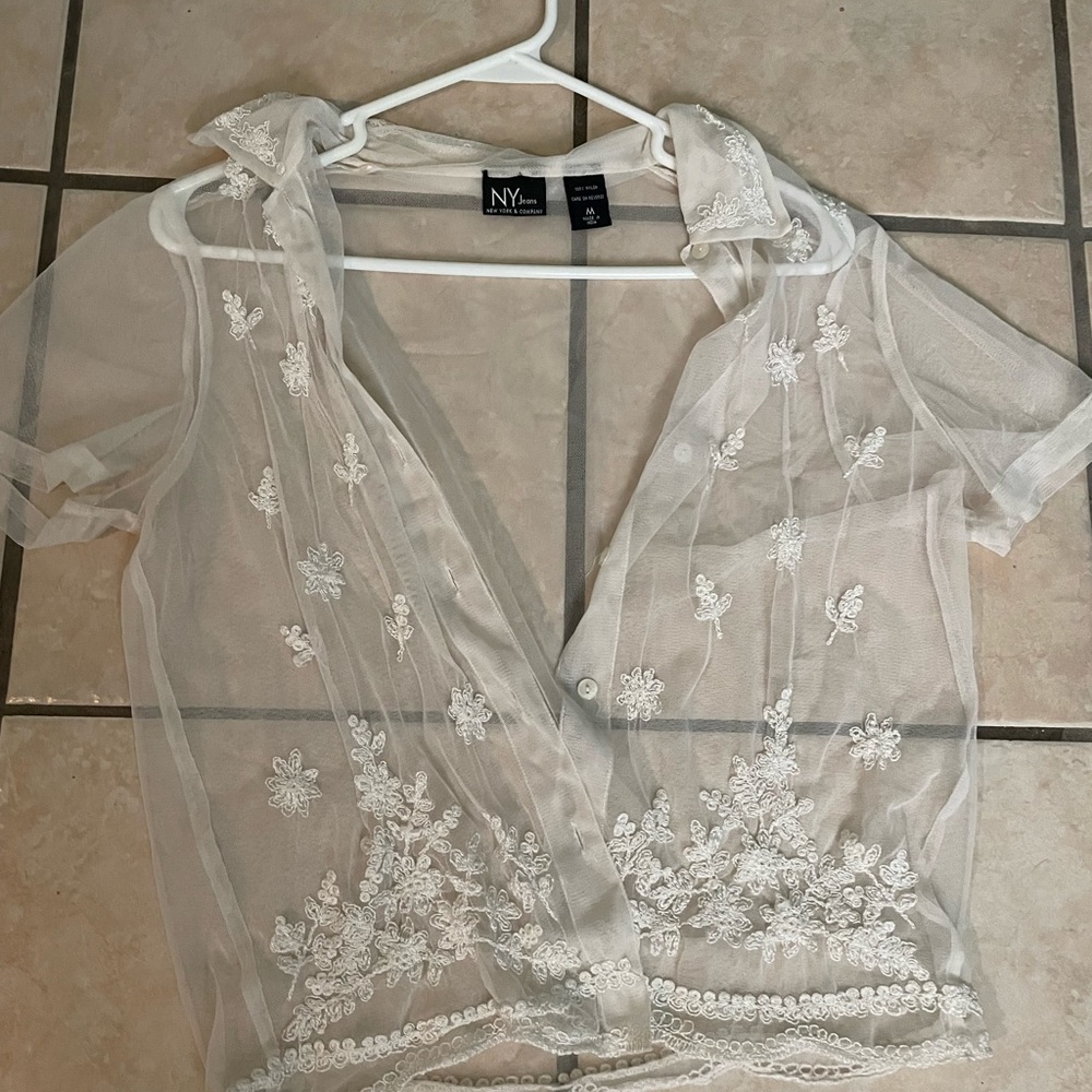 White lace mesh coverup medium